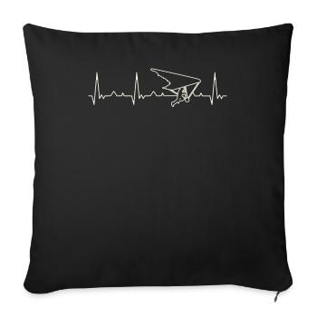 Drachenfliegen. Herz. Liebe. Ekg. Impuls. - Sofakissenbezug 45 x 45 cm - Schwarz - Vorne