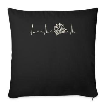 Tree Branch. Heart. Love. EKG. Pulse. Beat. - Sofa pillowcase 17,3'' x 17,3'' (45 x 45 cm) - black - Front