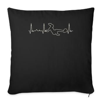 Volea de niña de fútbol. Corazón. Amor. Ekg. - Housse de coussin décorative 45 x 45 cm - noir - Devant