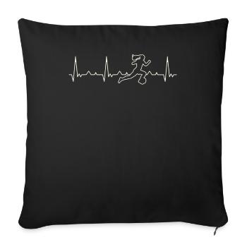 Chica de fútbol corriendo con pelota. Corazón. - Housse de coussin décorative 45 x 45 cm - noir - Devant