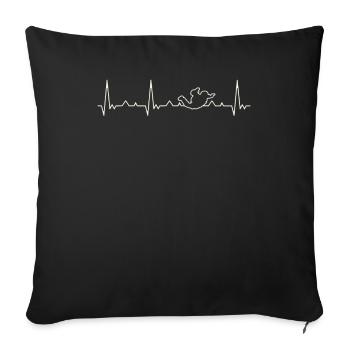 Sky Diving. Corazón. Amor. Ekg. Legumbres. - Housse de coussin décorative 45 x 45 cm - noir - Devant