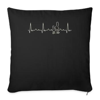 Hermanas tomados de la mano. Corazón. Amor. Ekg. - Housse de coussin décorative 45 x 45 cm - noir - Devant