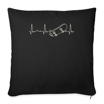Skateboard Flip. Heart. Love. EKG. Pulse. Beat. - Sofa pillowcase 17,3'' x 17,3'' (45 x 45 cm) - black - Front