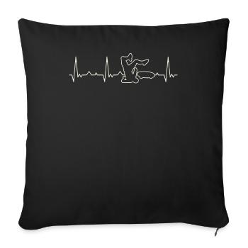 Crash de skateboard. Corazón. Amor. Ekg. - Housse de coussin décorative 45 x 45 cm - noir - Devant