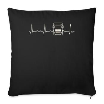 Camión. Corazón. Amor. Ekg. Legumbres. Derrotar. - Housse de coussin décorative 45 x 45 cm - noir - Devant