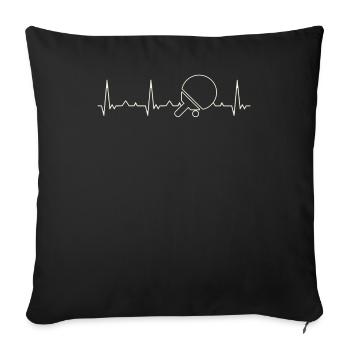 Ping pong mesa de tenis y pelota. Corazón. Amor. - Housse de coussin décorative 45 x 45 cm - noir - Devant
