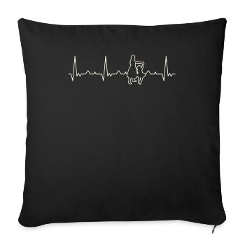 Madre hija bailando. Corazón. Amor. Ekg. - Housse de coussin décorative 45 x 45 cm - noir - Devant