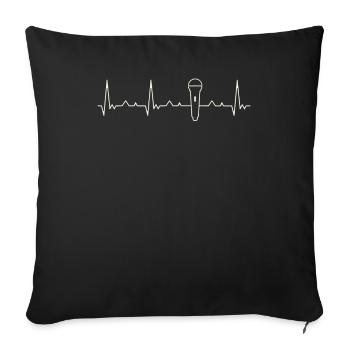 Micrófono. Corazón. Amor. Ekg. Legumbres. - Housse de coussin décorative 45 x 45 cm - noir - Devant