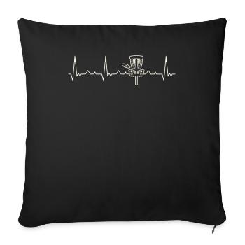 Disc Golf Frisbee Basket Play. Heart. Love. EKG. - Sofa pillowcase 17,3'' x 17,3'' (45 x 45 cm) - black - Front