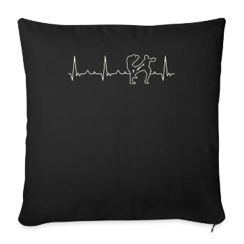 Kick Boxing Leg Kick. Heart. Love. EKG. Pulse. - Sofa pillowcase 17,3'' x 17,3'' (45 x 45 cm) - black - Front