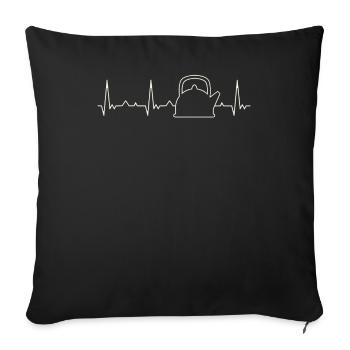 Kettle Tea. Heart. Love. EKG. Pulse. Beat. - Sofa pillowcase 17,3'' x 17,3'' (45 x 45 cm) - black - Front