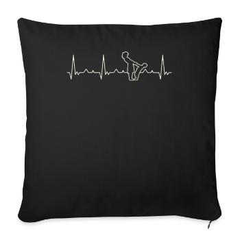 Madre e hijo. Corazón. Amor. Ekg. Legumbres. - Housse de coussin décorative 45 x 45 cm - noir - Devant