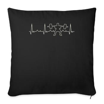 Weight Lifting Body Building. Heart. Love. EKG. - Sofa pillowcase 17,3'' x 17,3'' (45 x 45 cm) - black - Front
