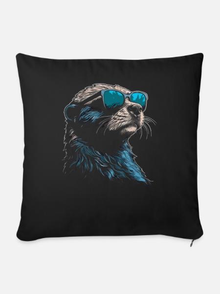 Otter Sonnenbrille - Sofakissenbezug 45 x 45 cm - Schwarz