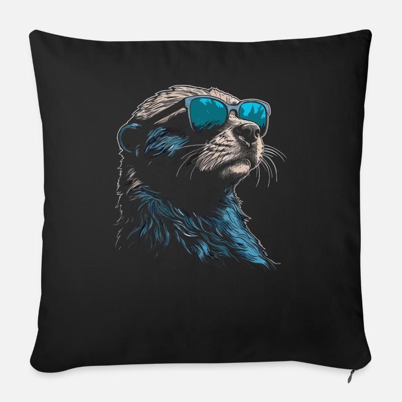 Otter Sonnenbrille - Sofakissenbezug 45 x 45 cm - Schwarz