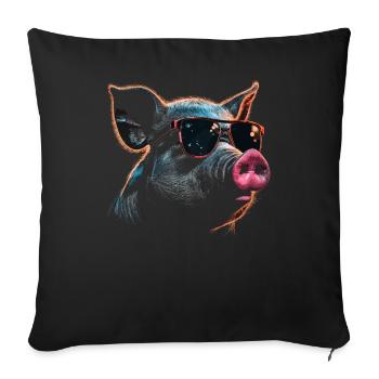 Pig Sunglasses - Sofa pillowcase 17,3'' x 17,3'' (45 x 45 cm) - black - Front