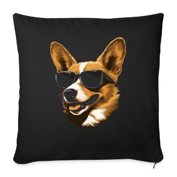 Corgi Sonnenbrille - Sofakissenbezug 45 x 45 cm - Schwarz - Vorne