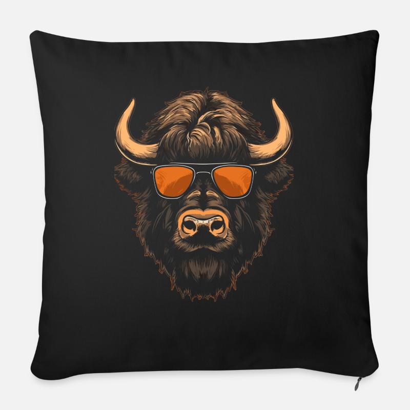 Bison coole Sonnenbrille - Sofakissenbezug 45 x 45 cm - Schwarz