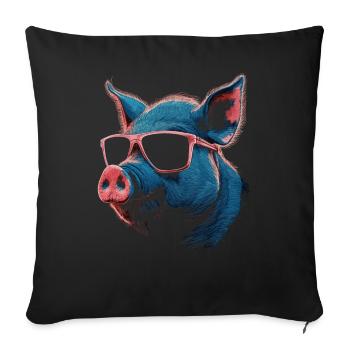 Cool Pig Sunglasses - Sofa pillowcase 17,3'' x 17,3'' (45 x 45 cm) - black - Front