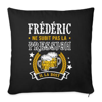 Frédéric bière cadeau humour frederic - Housse de coussin décorative 45 x 45 cm - noir - Devant