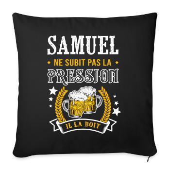 Samuel bière samuel cadeau Samuel fêtes - Housse de coussin décorative 45 x 45 cm - noir - Devant