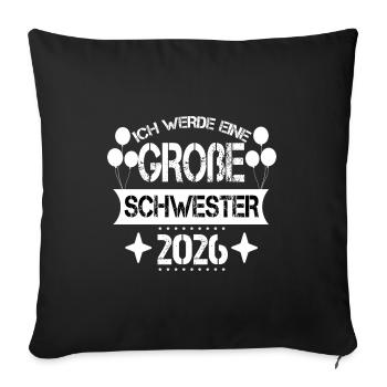 Ich Werde Eine Große Schwester 2026 - Sofakissenbezug 45 x 45 cm - Schwarz - Vorne