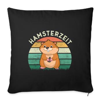 Hamsterzeit Grafik Hamsterbesitzer Tierliebhaber H - Sofakissenbezug 45 x 45 cm - Schwarz - Vorne