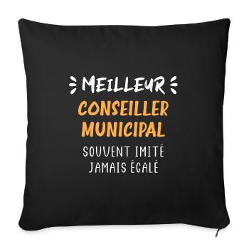 Meilleur conseiller municipal - Housse de coussin décorative 45 x 45 cm - noir - Devant