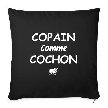 Copain comme cochon - Housse de coussin décorative 45 x 45 cm - noir - Devant