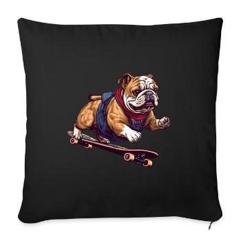 Cool Bulldog Skateboarder in Action - Sofa pillowcase 17,3'' x 17,3'' (45 x 45 cm) - black - Front