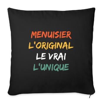 menuisier - Housse de coussin décorative 45 x 45 cm - noir - Devant