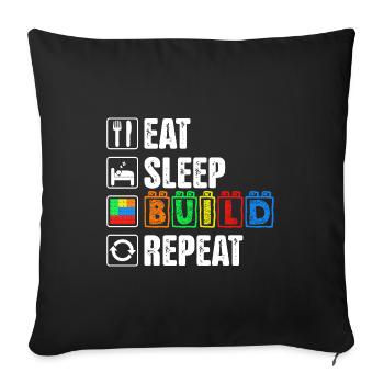 Sleep Eat Build Repeat Dad Master Builder-Blöcke - Sofakissenbezug 45 x 45 cm - Schwarz - Vorne