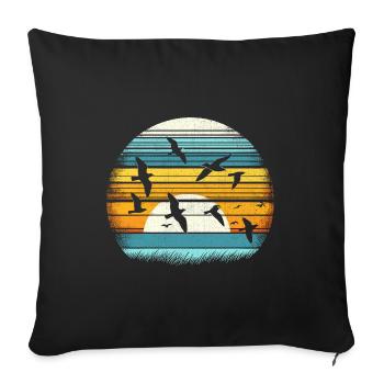 Vintage Birdwatching Bird Birder Birds Birdwatcher - Sofa pillowcase 17,3'' x 17,3'' (45 x 45 cm) - black - Front