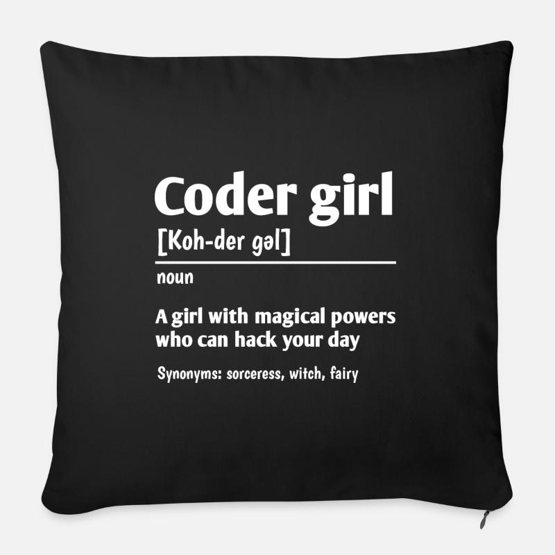 Coder Girl Definition Noun Software Developer Prog - Sofakissenbezug 45 x 45 cm - Schwarz