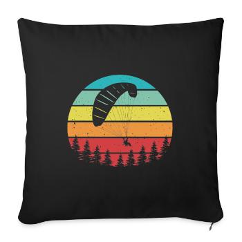 Retro Graphic Paragliding Paraglider Parachute Sky - Sofakissenbezug 45 x 45 cm - Schwarz - Vorne
