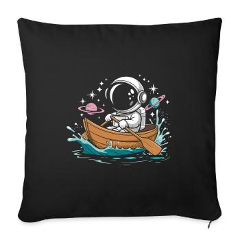 An Astronaut Boating Paddle Boat - Sofa pillowcase 17,3'' x 17,3'' (45 x 45 cm) - black - Front