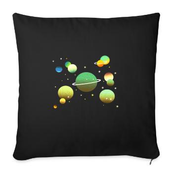 Galaxie spatiale Planète Étoiles - Housse de coussin décorative 45 x 45 cm - noir - Devant