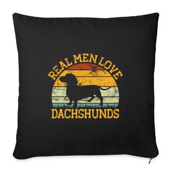 Echte Männer lieben Dackel Hundeliebhaber Hundebesitzer Wiene - Sofakissenbezug 45 x 45 cm - Schwarz - Vorne