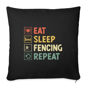 Eat Sleep Fencing Repeat Sword Epee Fencer - Sofa pillowcase 17,3'' x 17,3'' (45 x 45 cm) - black - Front