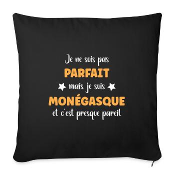 Je ne suis pas parfait mais Monégasque - Housse de coussin décorative 45 x 45 cm - noir - Devant