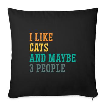 I Like Cats And Maybe 3 People Cat Lover Cat Train - Sofakissenbezug 45 x 45 cm - Schwarz - Vorne