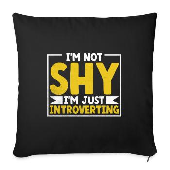 Je ne suis pas timide, je suis juste introverti en disant que - Housse de coussin décorative 45 x 45 cm - noir - Devant