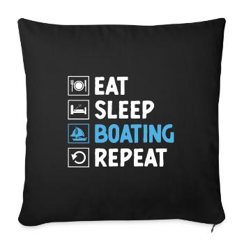Eat Sleep Boating Paddle Boat - Sofa pillowcase 17,3'' x 17,3'' (45 x 45 cm) - black - Front