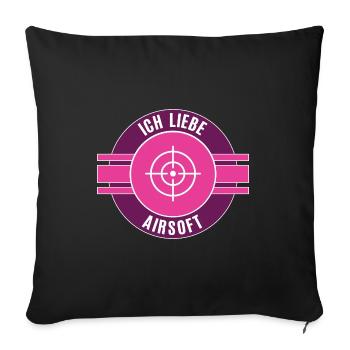 Ich Liebe Airsoft Airsofter Team Mannschaft Spiel - Sofakissenbezug 45 x 45 cm - Schwarz - Vorne