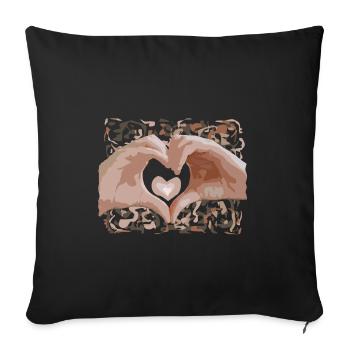 Heart with hands proof of love Saint-Valetin - Sofa pillowcase 17,3'' x 17,3'' (45 x 45 cm) - black - Front