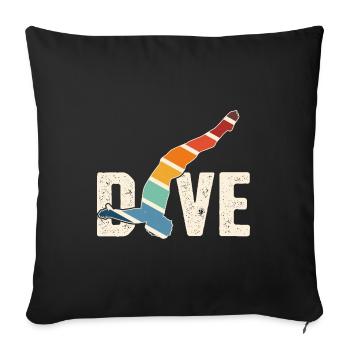Retro Graphic Cliff Diver Cliff Diving Tombstoning - Sofa pillowcase 17,3'' x 17,3'' (45 x 45 cm) - black - Front