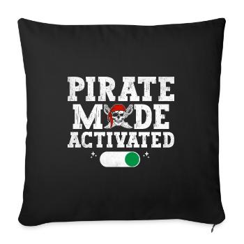 Piratenmodus Aktiviertes Piratenjugend-Design - Sofakissenbezug 45 x 45 cm - Schwarz - Vorne
