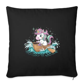 A Unicorn Boating Paddle Boat - Sofa pillowcase 17,3'' x 17,3'' (45 x 45 cm) - black - Front