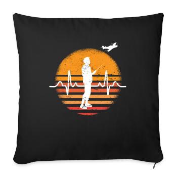 Model Flight Heartbeat ECG RC Airplane Airplane Gesc - Sofa pillowcase 17,3'' x 17,3'' (45 x 45 cm) - black - Front