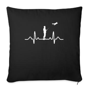 Model Flight Heartbeat ECG RC Airplane Airplane Gesc - Sofa pillowcase 17,3'' x 17,3'' (45 x 45 cm) - black - Front